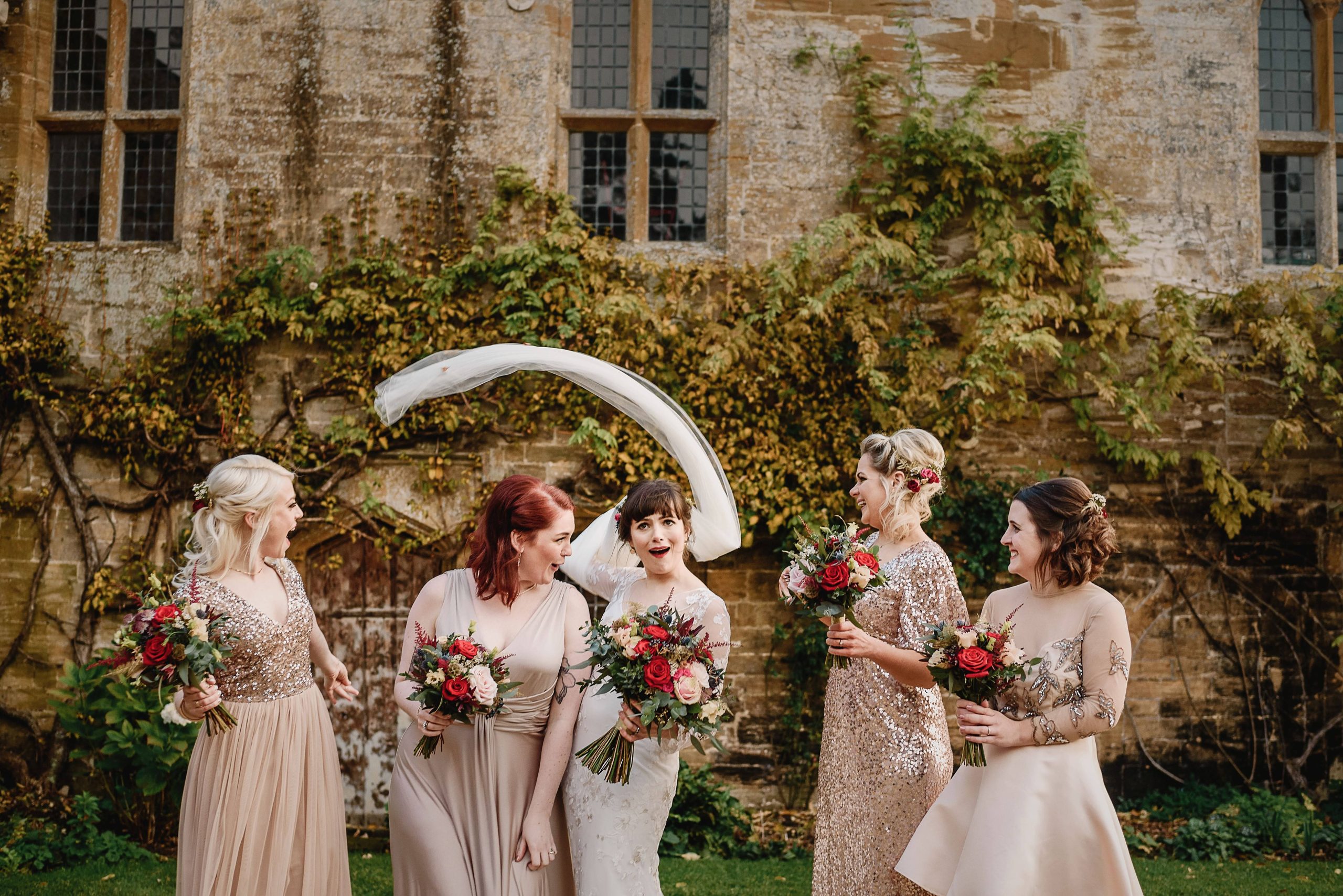 bride veil blowing in the wind yorkshire wedding photography