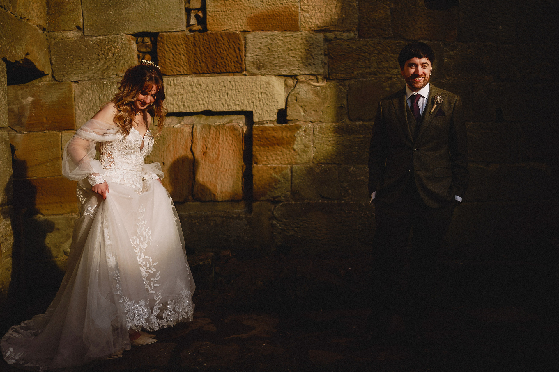 castle ruins wedding photograph